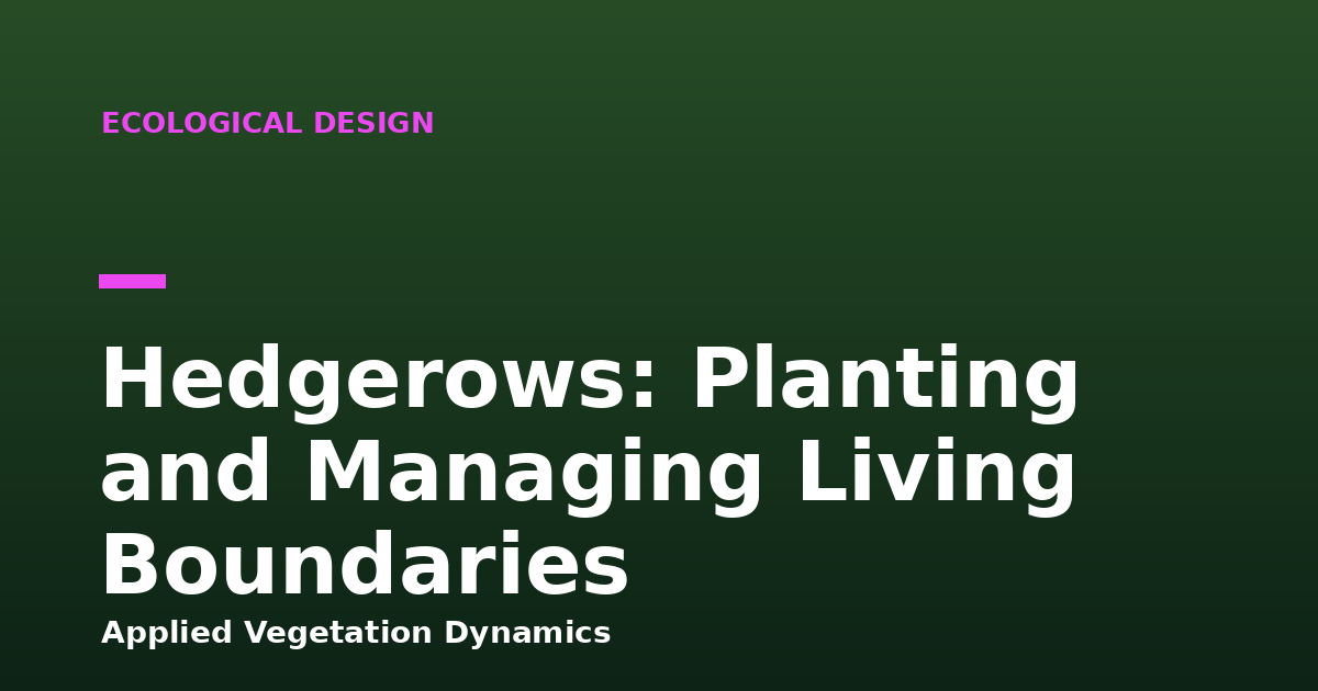 Hedgerows: Planting and Managing Living Boundaries